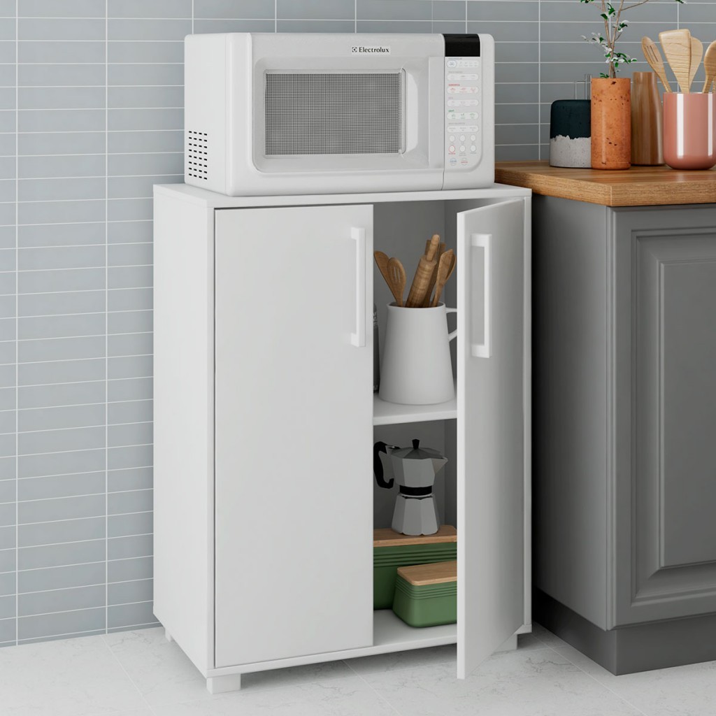 Armário de Cozinha 2 Portas 2 Prateleiras Branco 328 - Pnr Móveis em Oferta na Shopee