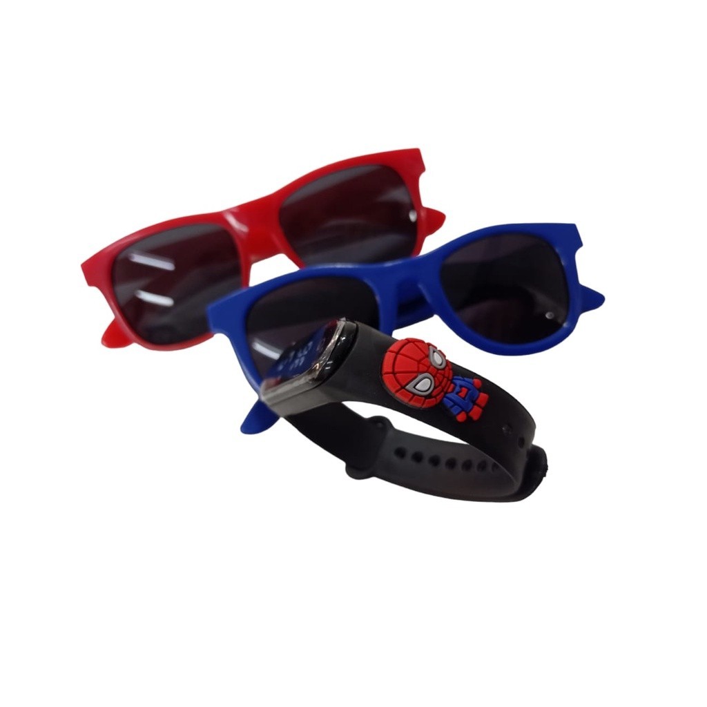 Kit Homem Aranha Reloginho Fininho E Oculos De Sol