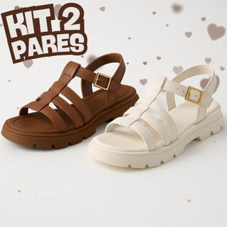 Kit 2 Pares Sandália Feminina Tratorada Confortável e Estilosa para o Verão - Live