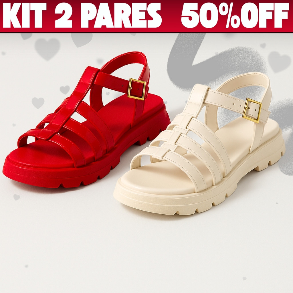 Kit 2 Pares Sandália Feminina Tratorada Estilosa Confortável para o Verão - Live em Oferta na Shopee