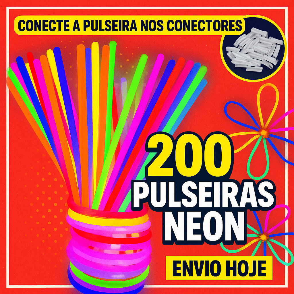 Pulseira Neon Brilha no Escuro Kit 100/200 Fluorescentes Alto Brilho Festa Balada em Oferta na Shopee