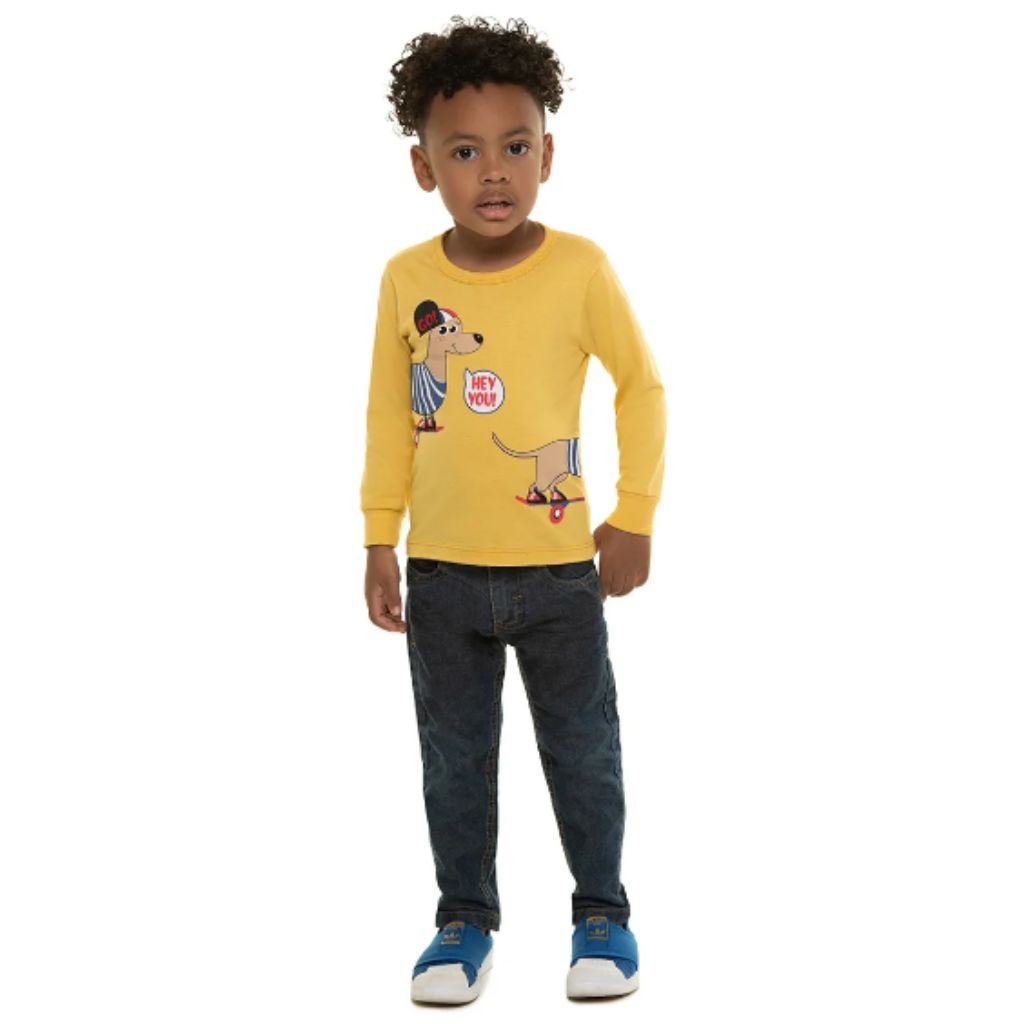 Camiseta Cachorro Skate Infantil Ribana Moda Infantil Alta Qualidade Conforto E Estilo