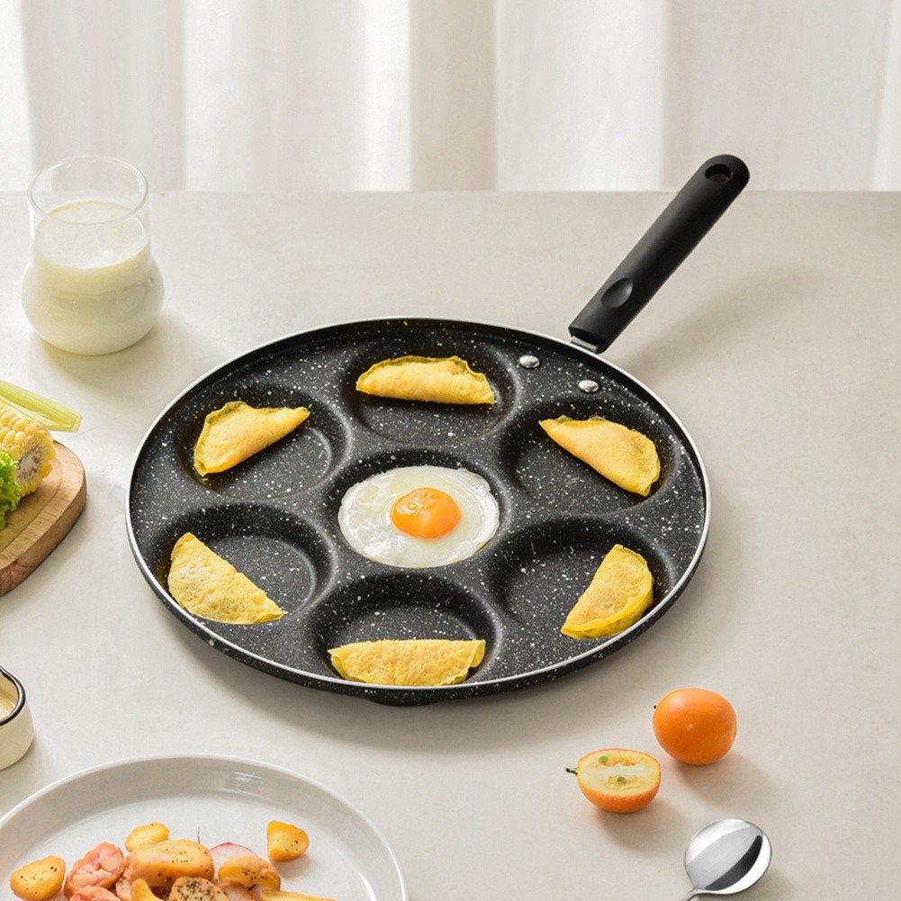 Frigideira Multifuncional Antiaderente Com 4/7 Furos Ovos Fritos Hambúrguer Omelete