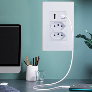 Tomada Dupla Usb Tipo C Com Espelho Parede Universal Bivolt em Oferta na Shopee
