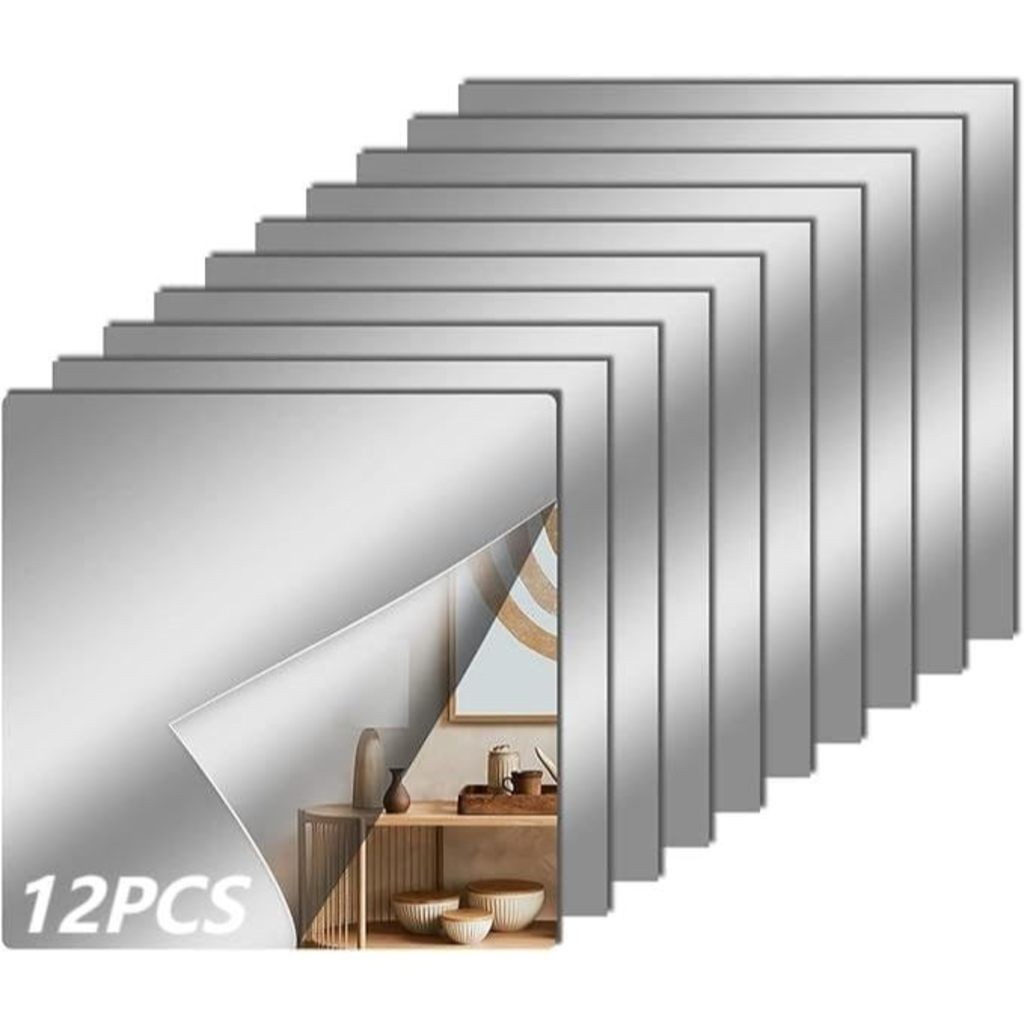 kit 12 Espelhos Adesivo Decorativo De Parede 30x30 cm Versátil