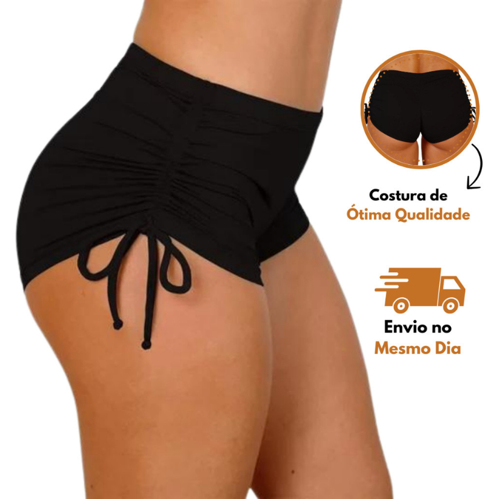 Shorts Fitness Empina Bumbum com cordinha Lateral Moda Feminina Academia Treino em Oferta na Shopee
