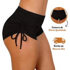 Shorts Fitness Empina Bumbum com cordinha Lateral Moda Feminina Academia Treino