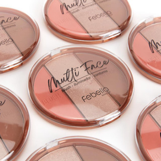 Paleta 3 em 1 Multi Face, Blush, Contorno e Iluminador Maquiagem Febella Novidade em Oferta na Shopee