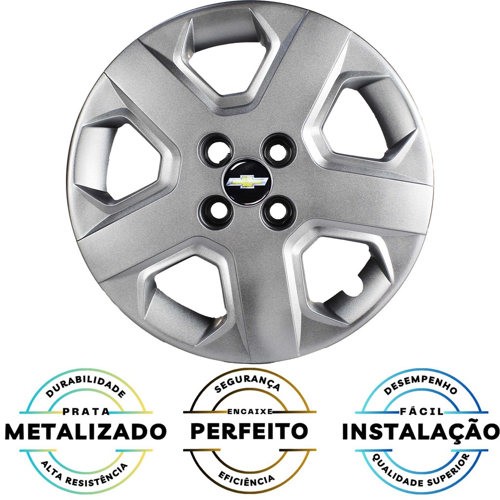 JG 4 Calota Cobalt 2013 2014 a 2020 Aro 15 Prata Metálico com Emblema — imagem 2 de 2