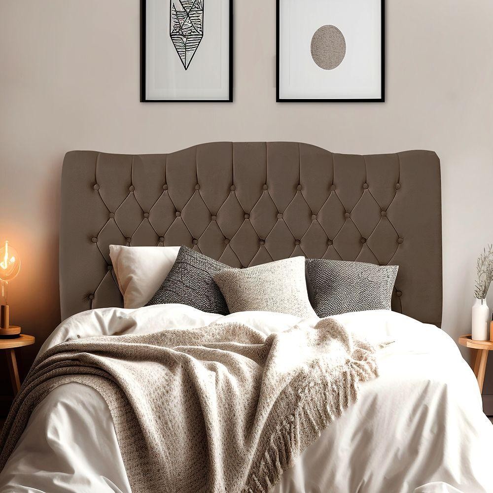 Cabeceira De Cama Box Queen 160cm Dunas - Veludo Marrom - Home & Living