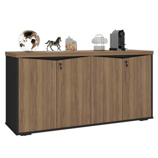 Balcão para Escritório com Chave 148cm Corp A06 Nogal/Preto  - Mpozenato em Oferta na Shopee