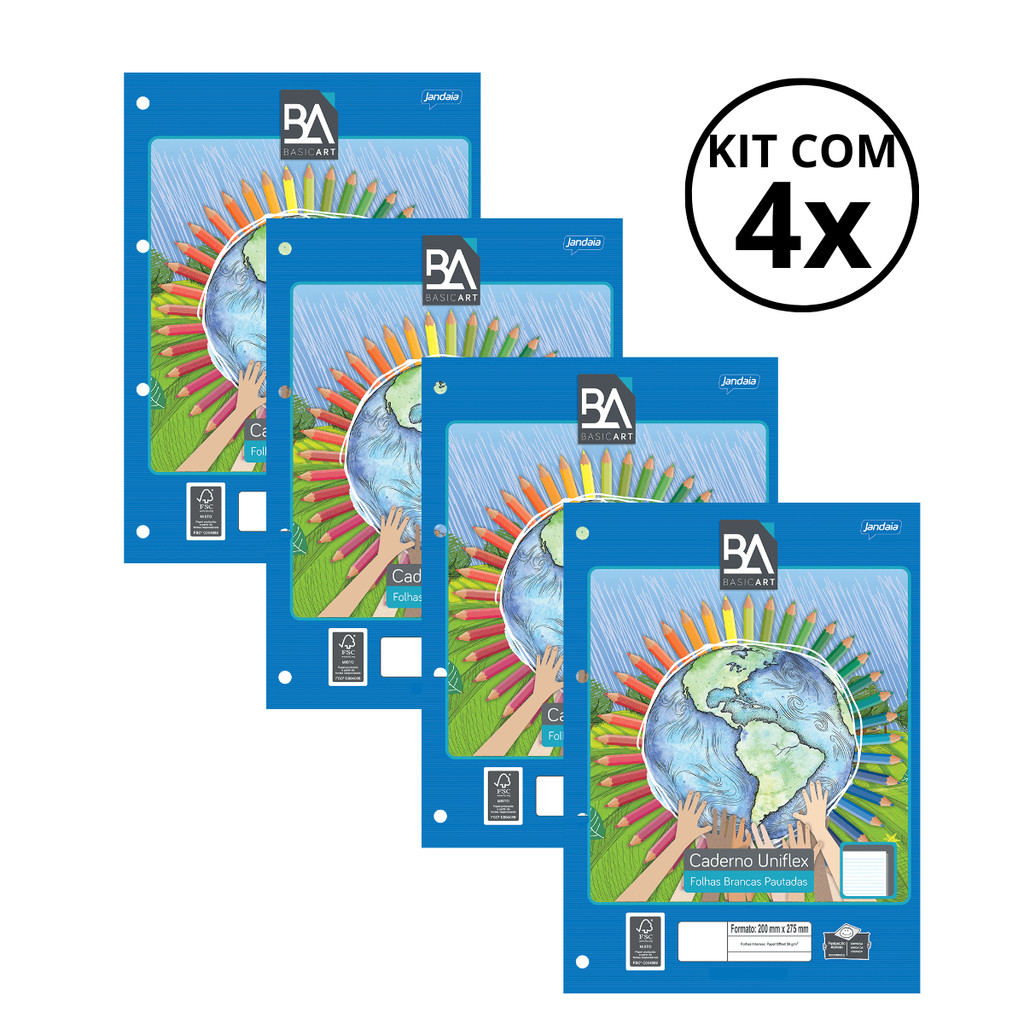 Kit Com 04 Refil Para Fichario Uniflex Pautado 80Fls - JANDAIA em Oferta na Shopee