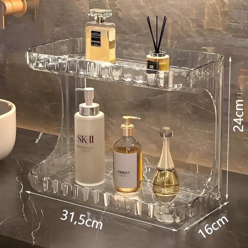 Organizador Prateleira Diamante Acrílico Porta Maquiagem Beleza linhas