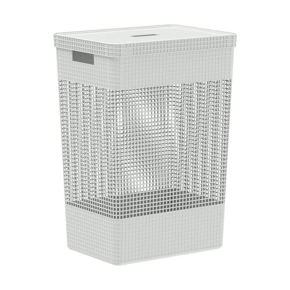 Cesto Roupa Grid Branco Oceano 49 L Tampa 38 X 28 X 55,2 Cm em Oferta na Shopee