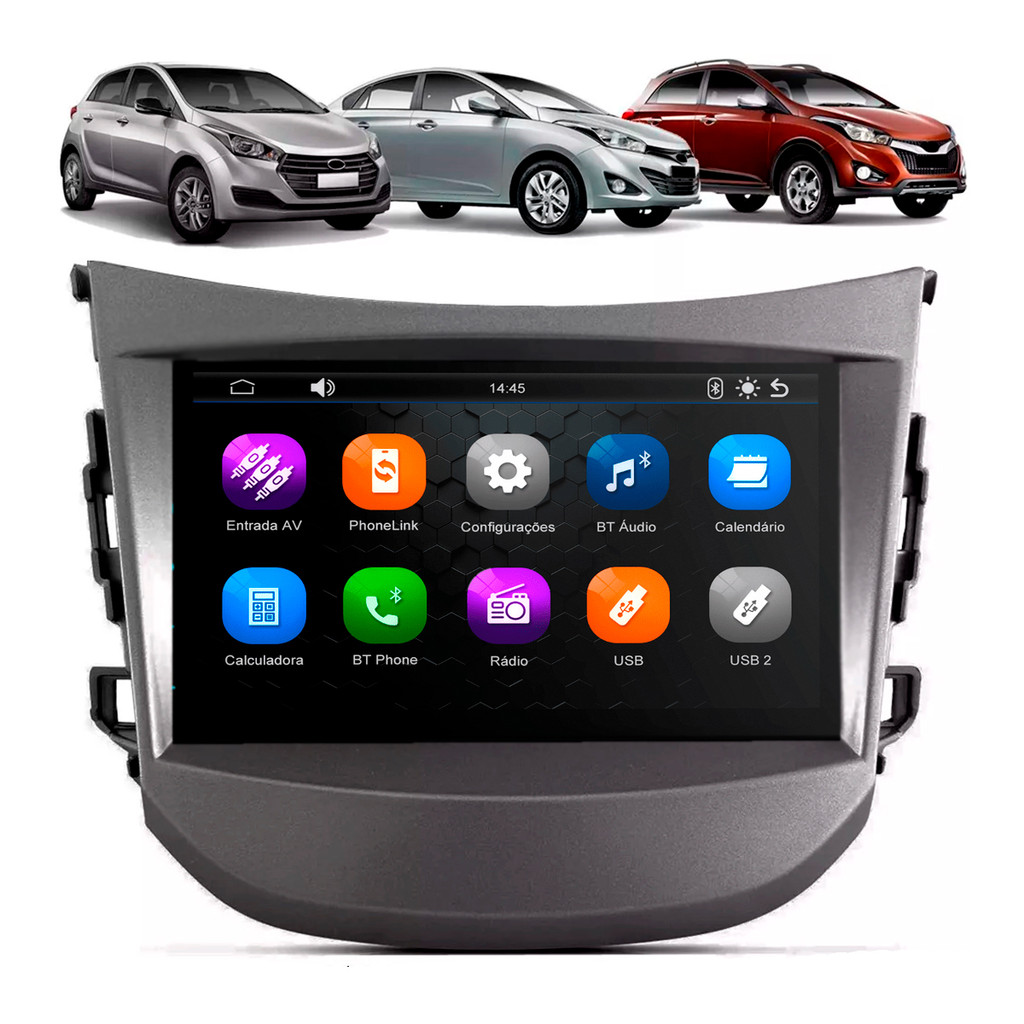 Central Multimídia 7" Pol MP5/BT CarPlay Android + Moldura HB20 HB20S HB20X 2012 a 2018 Cinza AP665 em Oferta na Shopee
