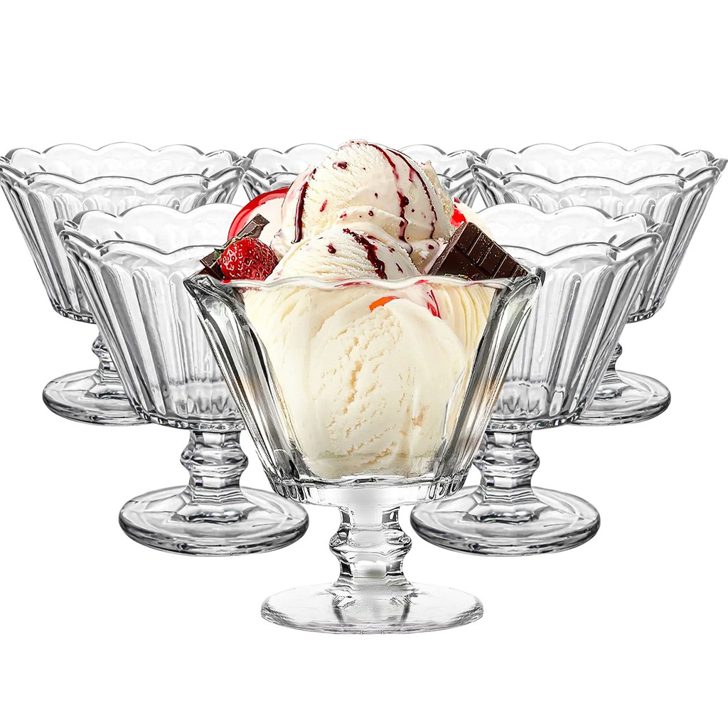 Jogo 6 taças De Vidro Para Sobremesa 150ml Lótus Premium Doce Sorvete Haus Concept Cristal