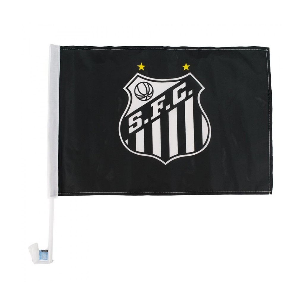 Bandeira Haste Plástico Vidro Carro   Santos