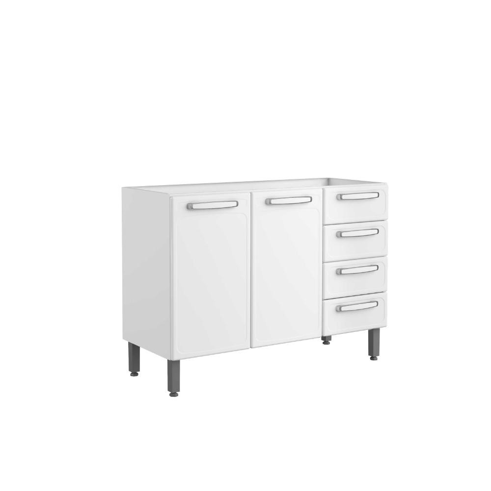 Balcão de Cozinha Bertolini Evidence em Aço 2 Portas e 4 Gavetas Cor Branco em Oferta na Shopee
