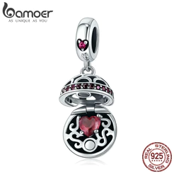 Bamoer 925 Prata Esterlina Charme Amor Surpresa-S925 Acessórios De Design Simples DIY Para Pulseira Mulher SCC689-A