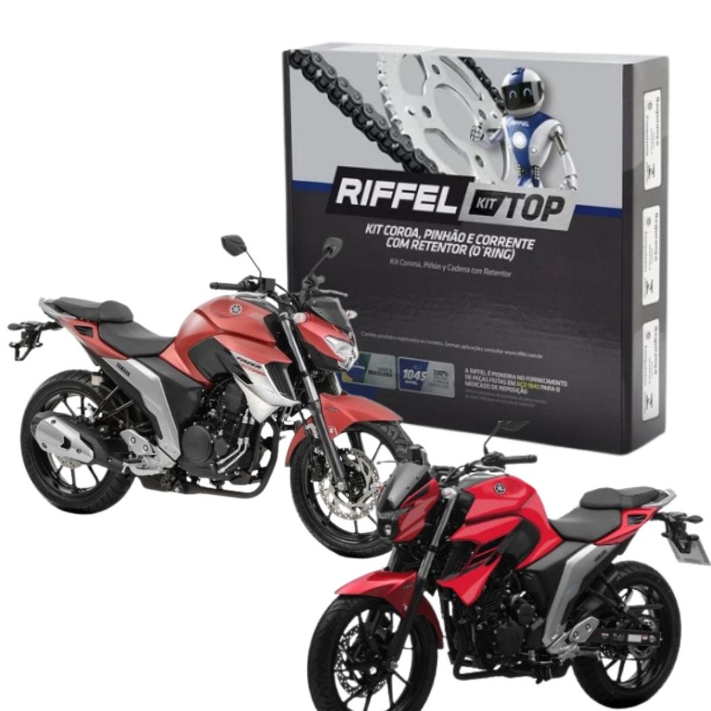 Kit Relação Tração Transmissão com Retentor Fazer 250 2018 a 2026 Original Riffel