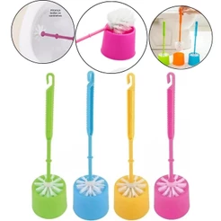 Kit 4 Escovas Sanitárias com Suporte Plástico Cores Sortidas