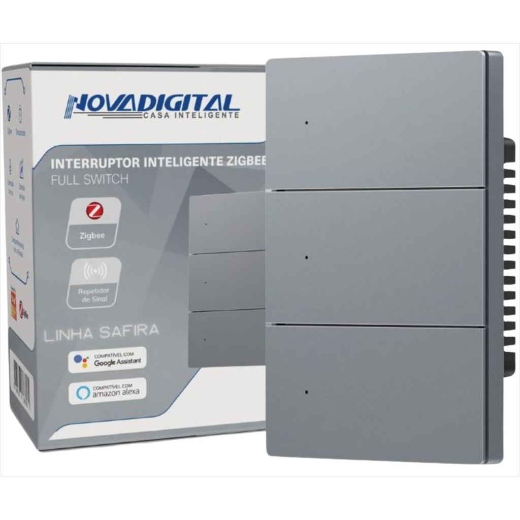 Interruptor Inteligente NovaDigital 3 Teclas Físicas Zigbee
