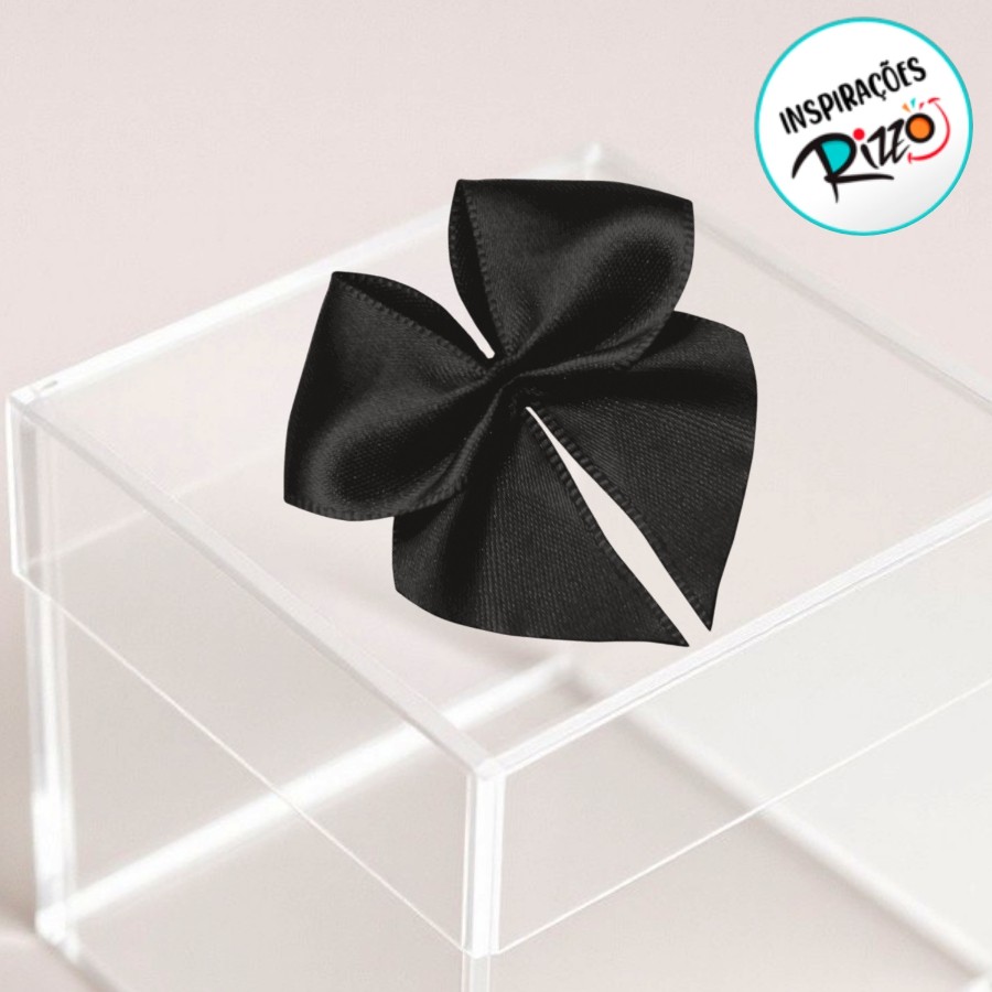 Lacinho de Fita de Cetim Preto 22mm - 5cm - Cor 219 - 12 unidades - Progresso - Rizzo em Oferta na Shopee