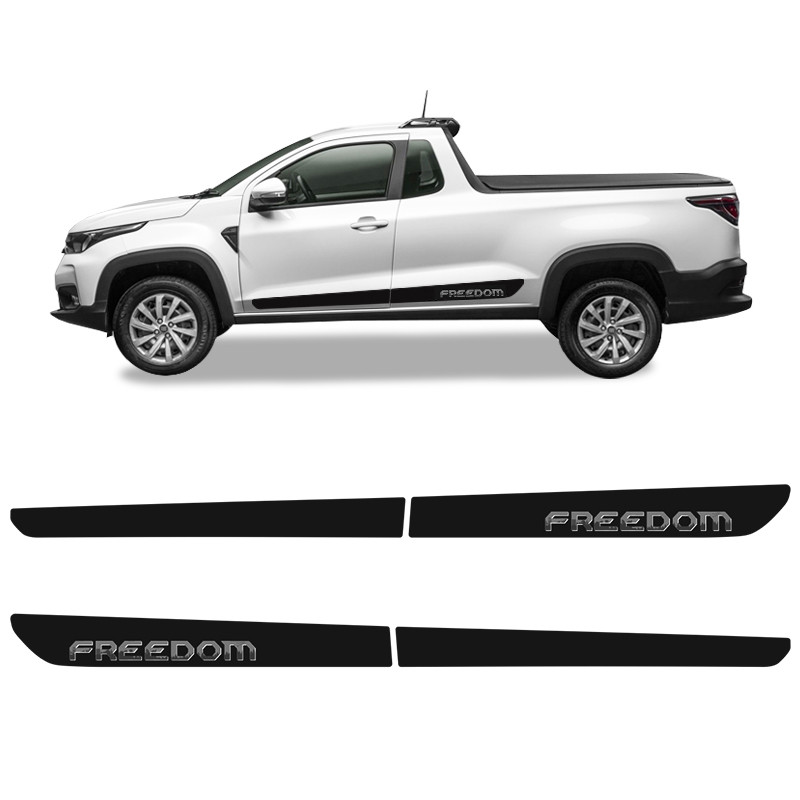 Kit Faixa Fiat Strada Freedom 2021 Adesivo Lateral Portas - Spare Parts and Accessories for Vehicles