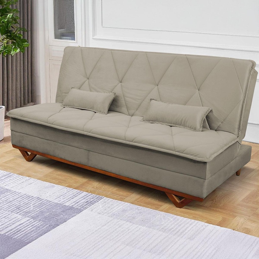 Sofá Cama Estoril 1,90m Tabaco Suede Velut - King House em Oferta na Shopee