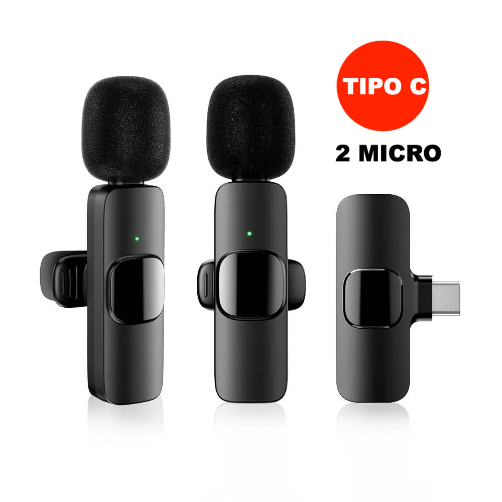 K9 Vlog Microfone de Lapela Sem Fio Alta Definição Compatível TIPO C