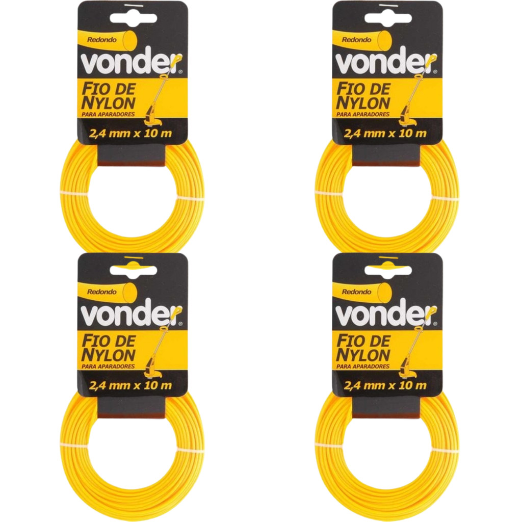 KIT 4 UNIDADES - VONDER FIO DE NYLON P/CORTADOR GRAMA  10MTS 2,4MM