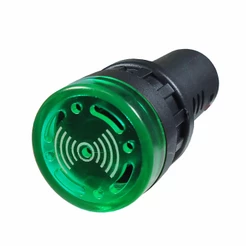 Alarme Sonoro Buzzer Sinaleiro Led Verde 22mm 12V - DNI