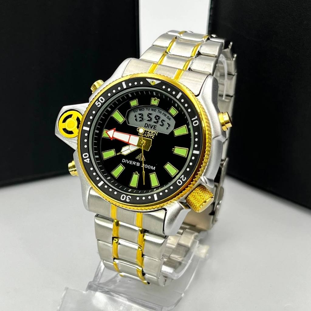 Relógio Masculino Citizen Aqualand Serie Ouro Funcional Prova D'agua