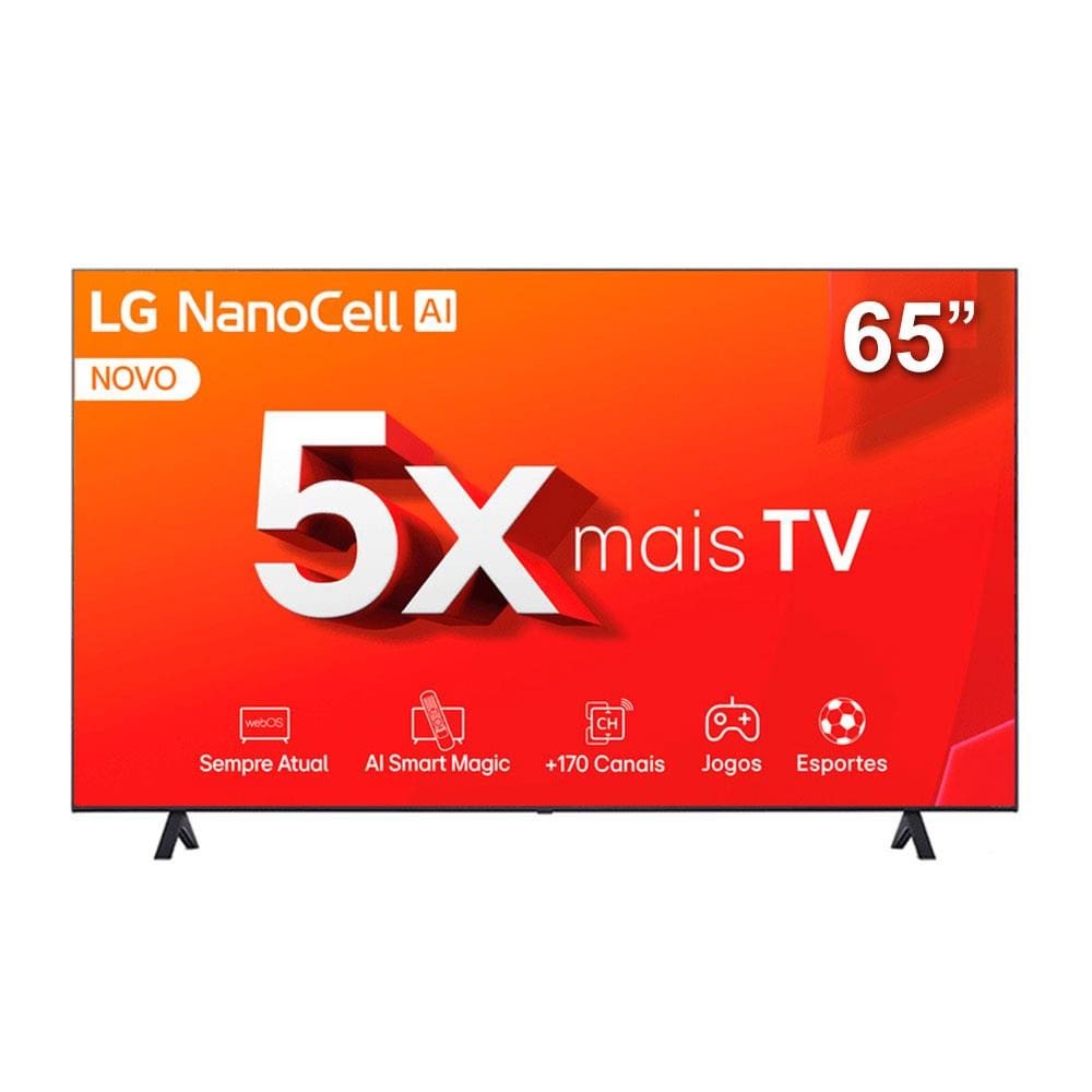 Smart TV LG 65″ 4K NanoCell 65NANO80TSA 2024 com AI α5 Gen7