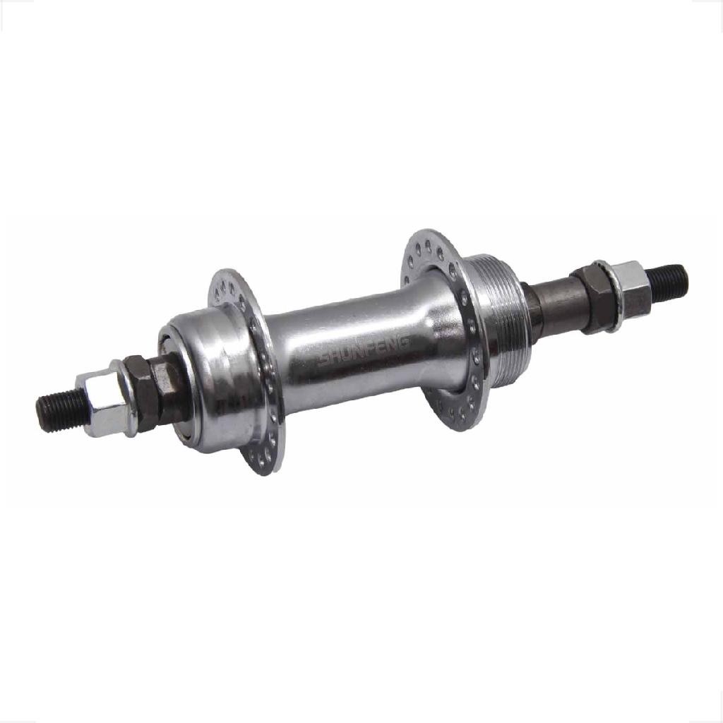 CUBO TRASEIRO 36 FUROS COM ESPACADOR 3/8 X 175MM ACO CROMADO BICICLETA BIKE MONARK CALOI TROPICAL