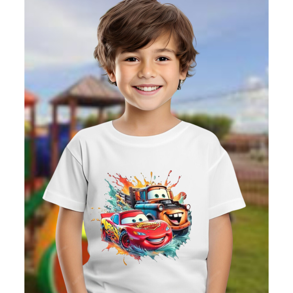 Camiseta Infantil Menino Estampa Personagens Cores Variadas Manga Curta