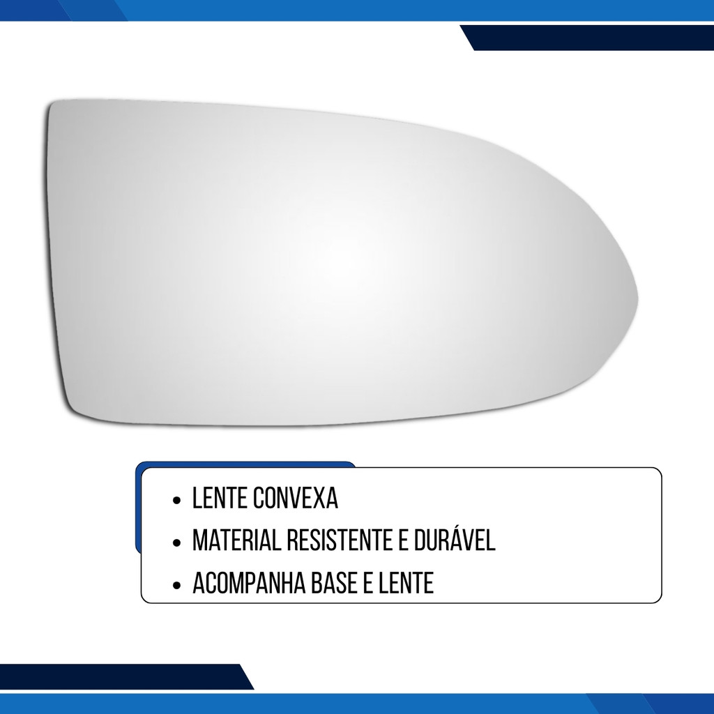 Lente Espelho Retrovisor Convexo Metalizado Com Base Universal Zafira 2001 a 2012
