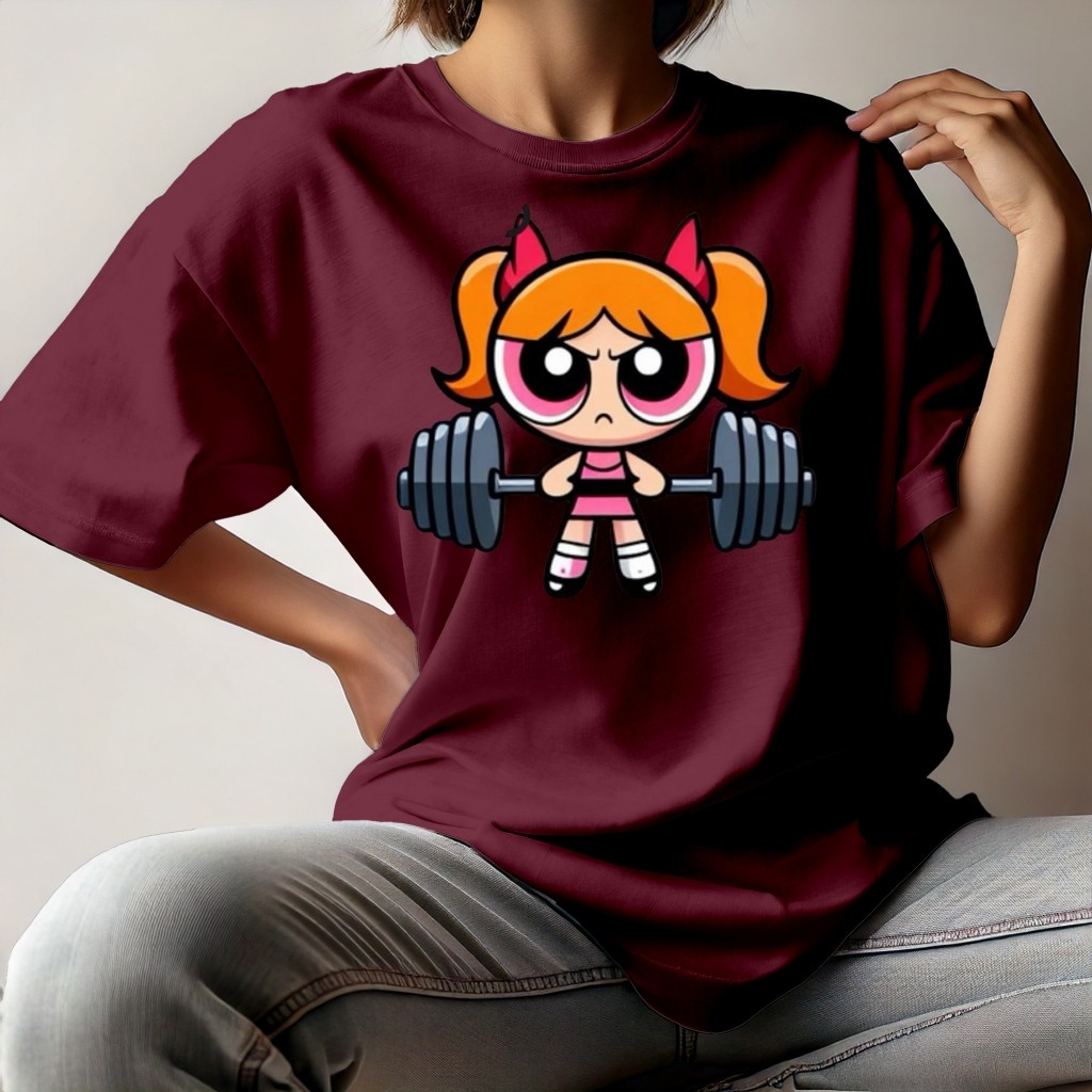 T-shirt Camisetão Feminino Gym Larga Blusão Academia MENINAS SUPER PODEROSA 100% Algodão