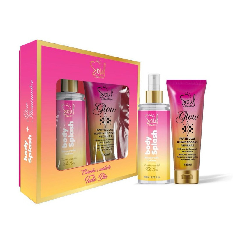 Body Splash + Hidratante Iluminador -Kit Glow soul cosmeticos