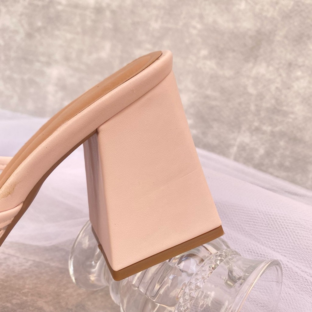 Sandália Tamanco Tule Floral - Salto 6cm Confortável