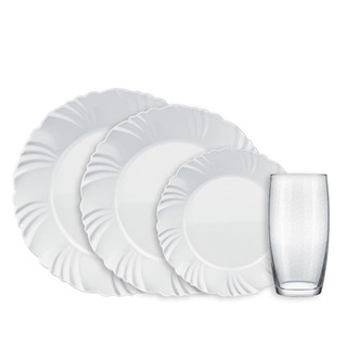 Aparelho de Jantar Duralex Nadir Pétala com Copos Favo 16 Peças em Oferta na Shopee