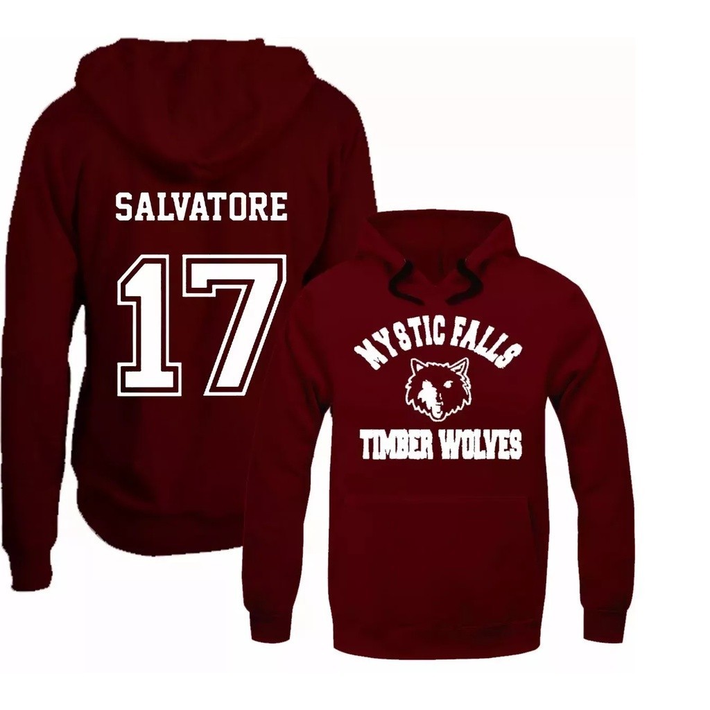 Blusa de Frio Moletom Casaco Canguru Serie The Vampire Diaries Salvatore 17 Vampiros