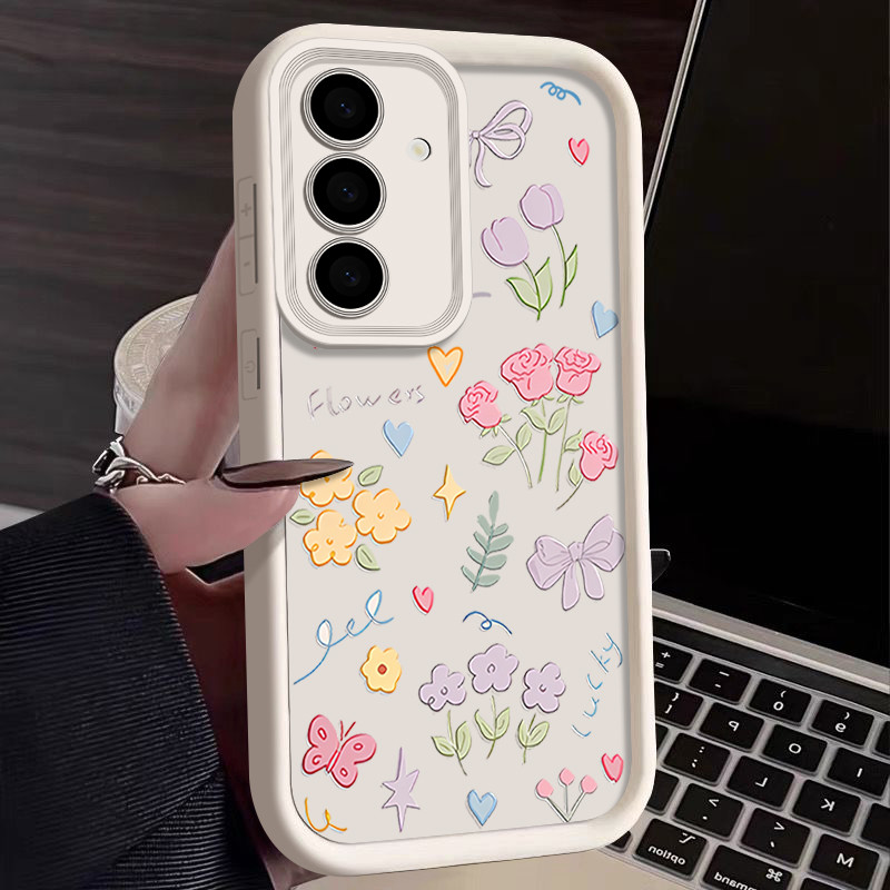 Bonito Flores Padrão Macio Silicone TPU Caso Para Samsung Galaxy A56 A55 A16 A15 A14 A54 A36 A35 A26 A25 A34 A53 A52 5G em Oferta na Shopee