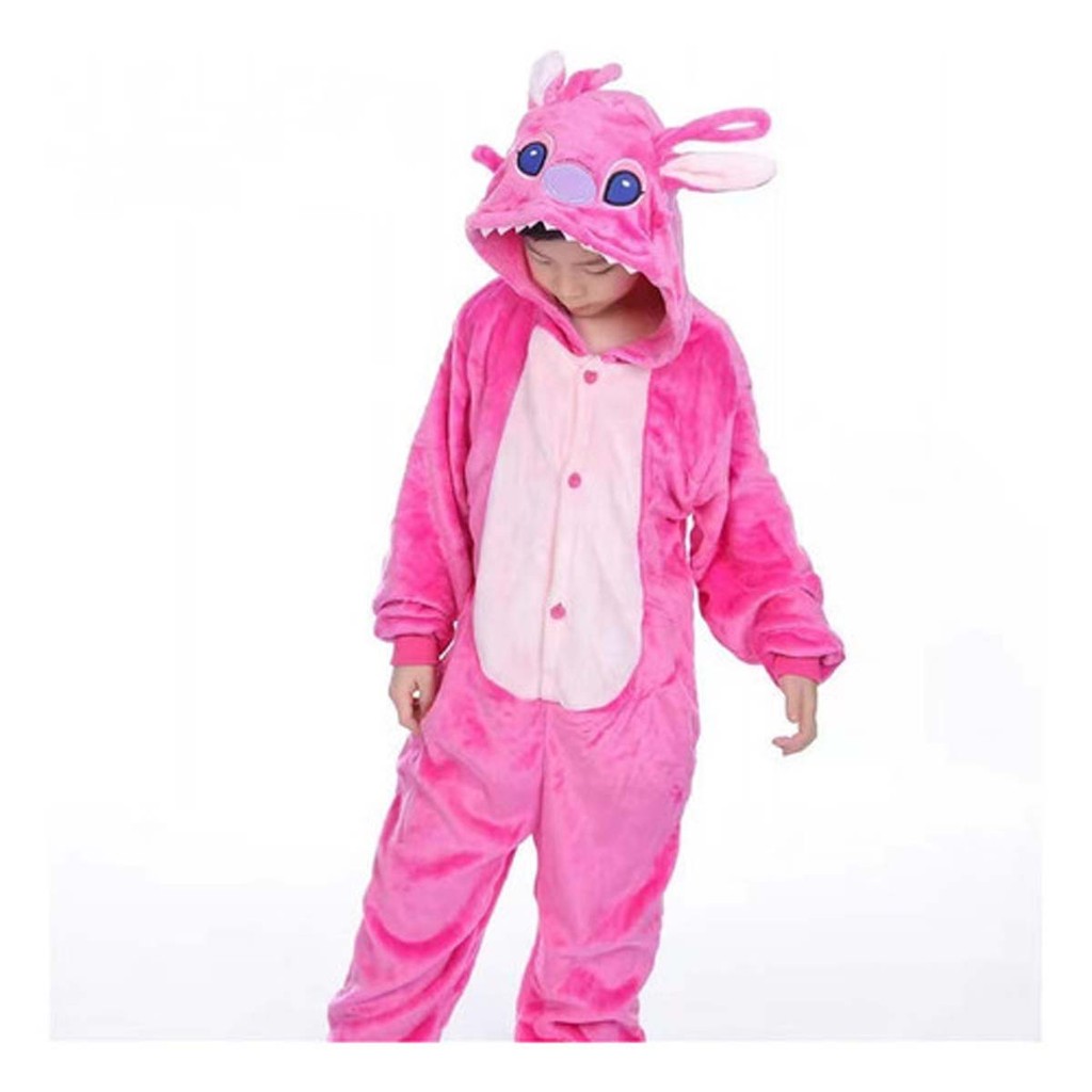 Macacão Fantasia Pijama Infantil Kigurumi Rosa Pelúcia Inver