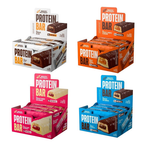 Kit 4 Caixas Protein Bar 12x55g Total 48 Barras Bodyaction
