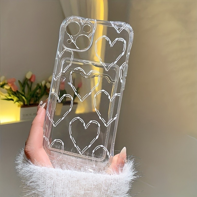 Para iPhone 16 15 Pro Max 14 13 12 11 XS XR 7 8 Plus Caso Branco Grande Amor Coração Claro Casos De Telefone Carteira Sa - detalhe