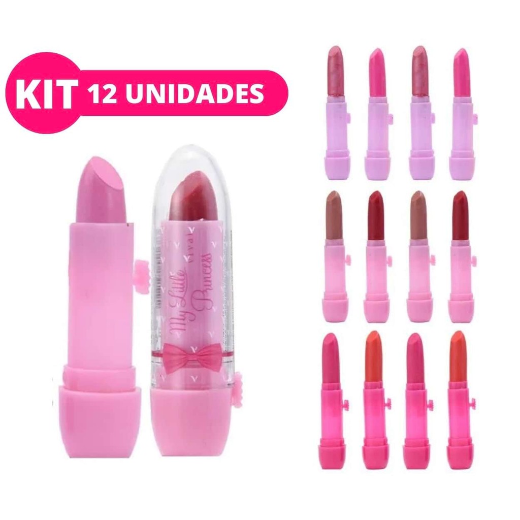 Kit 12 Mini Batom Princesas Aroma Frutado Lembrancinha Infantil