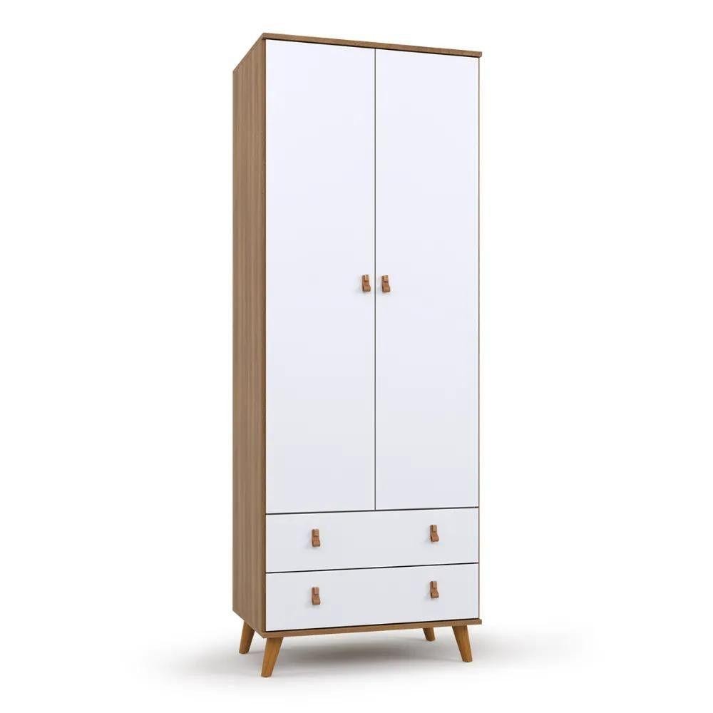 Guarda Roupa Infantil Encanto Nogal Com Branco Brilho Batrol Nogal E Branco - Home & Living