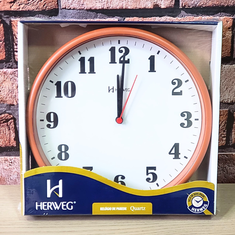 Relógio de Parede Herweg Quartz Analógico Redondo Tijolo 6126 - 302 em Oferta na Shopee