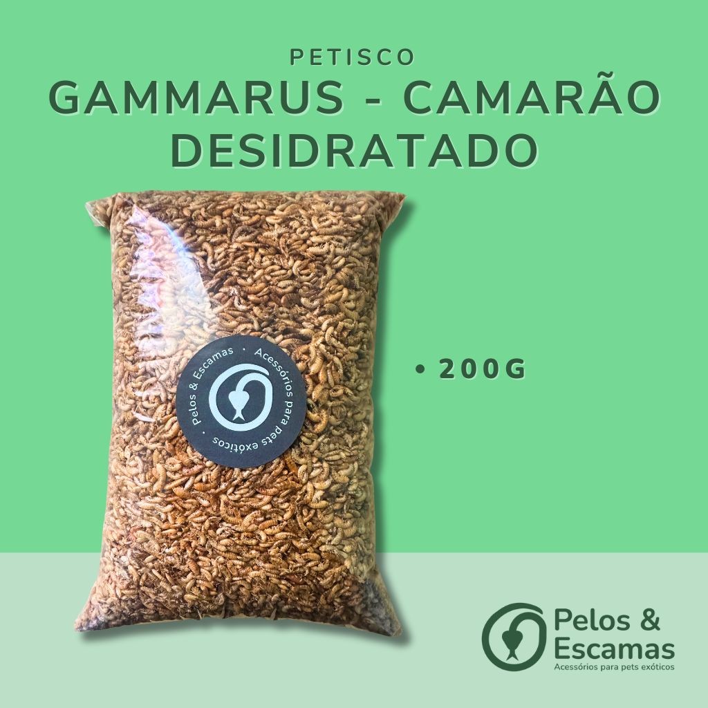 Gammarus - Camarão - Desidratado (Petisco para roedores, aves, anfíbios, peixes) 200g
